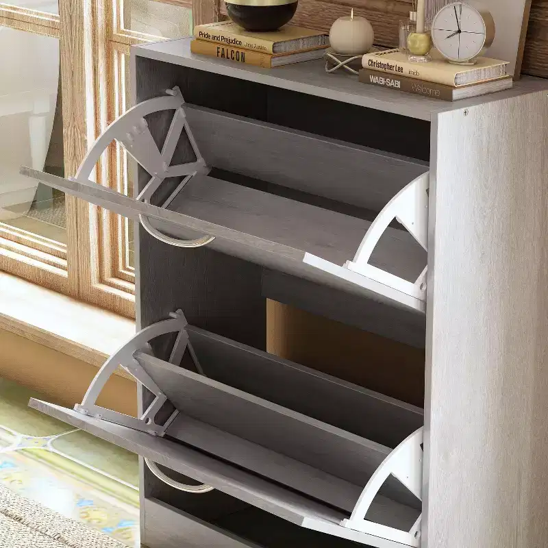 Famapy Gray Entryway Shoe Cabinet With Flipped Drawers