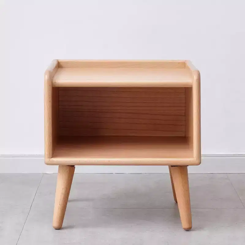 Natural Solid Wood Nightstand for Bedroom and Living Room