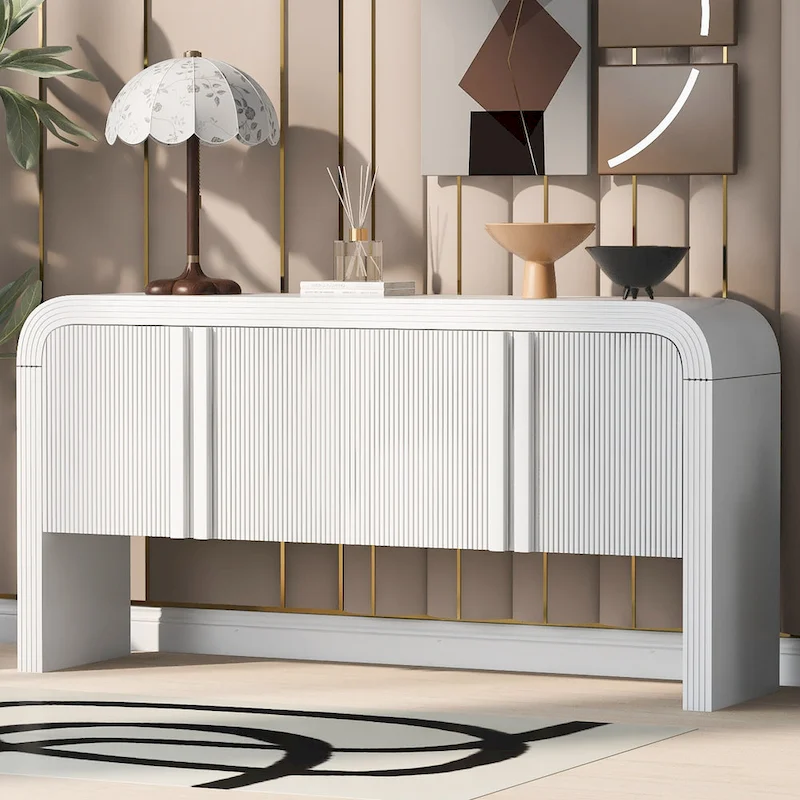 63 Striped Sideboard Buffet Cabinet with Adjustable Shelves