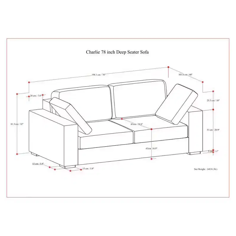 WyndenHall 78 Roscoe Deep Seater Sofa