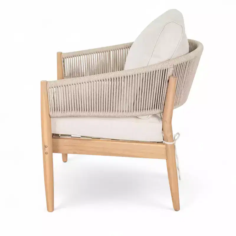 Christopher Knight Home Ryoma Modern Patio Acacia Wood Woven Rope Club Chair with Cushions (Set of 2)