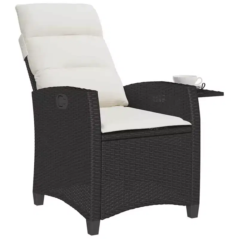 vidaXL Reclining Garden Chair PE rattan, powder-coated steel Medium