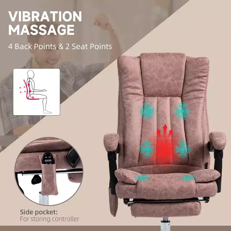 Massage Office Chair with 6 Points and Heat, Reclining Computer Chair with Adjustable Height and Footrest