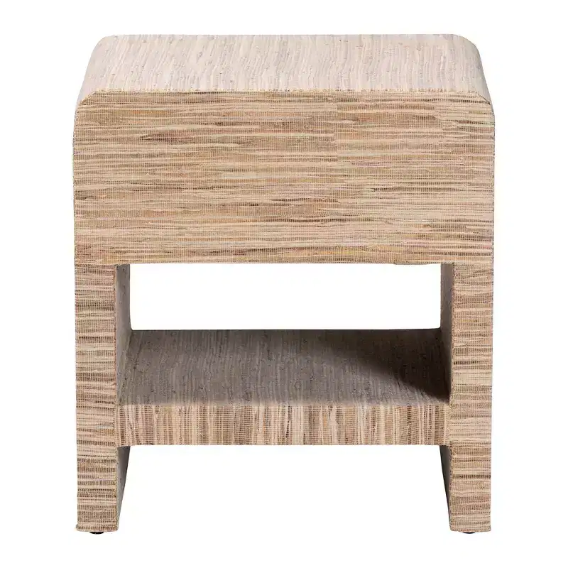 bali & pari Callan Woven Grasscloth 1 Drawer Nightstand Natural/Gold