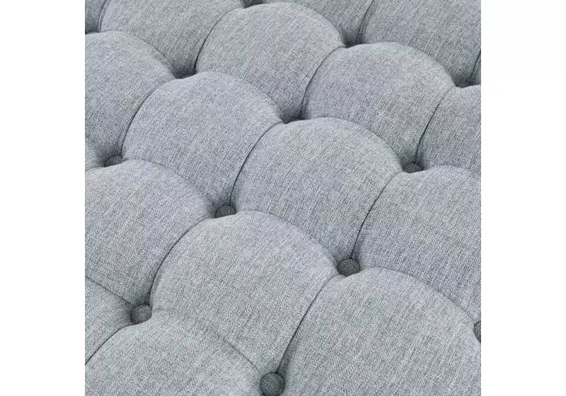 Tufted Round Cocktail Ottoman with Pleated Skirt – 32