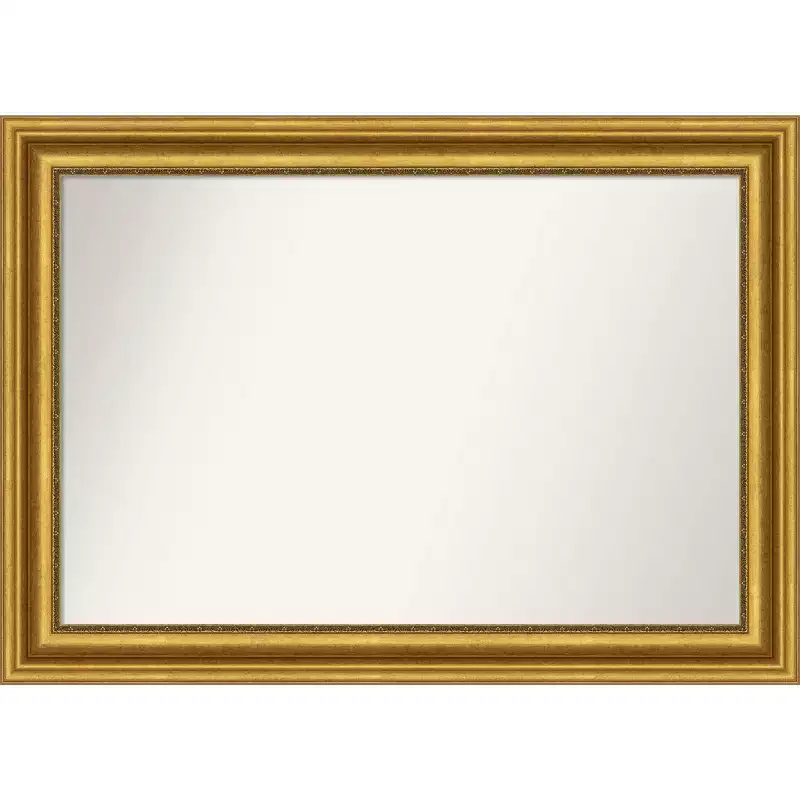 42"x30" Non-Beveled Parlor Gold Wall Mirror - Amanti Art: Modern Rectangle, Polystyrene Frame