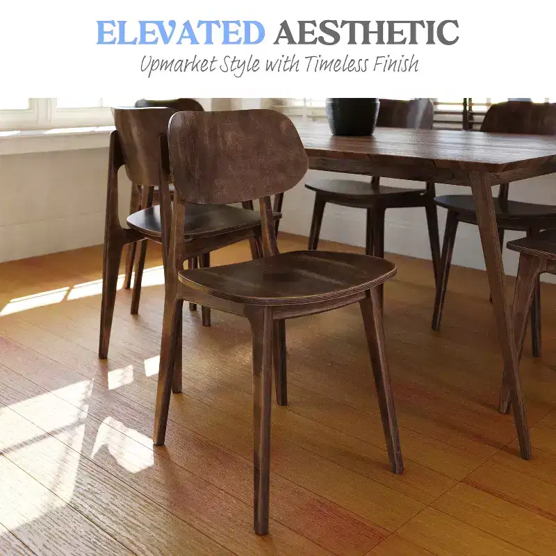 Emma and Oliver Set of 2 Solid Wood Dining Chairs with Curved Oval Backrests