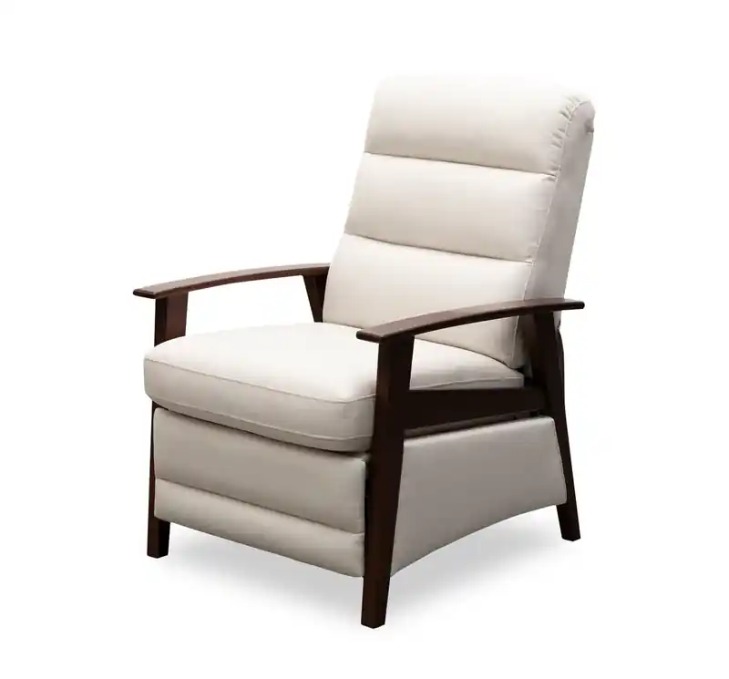 28.5 Linen-Look Fabric Pushback Reclining Accent Chair with Wood Armrests and Legs