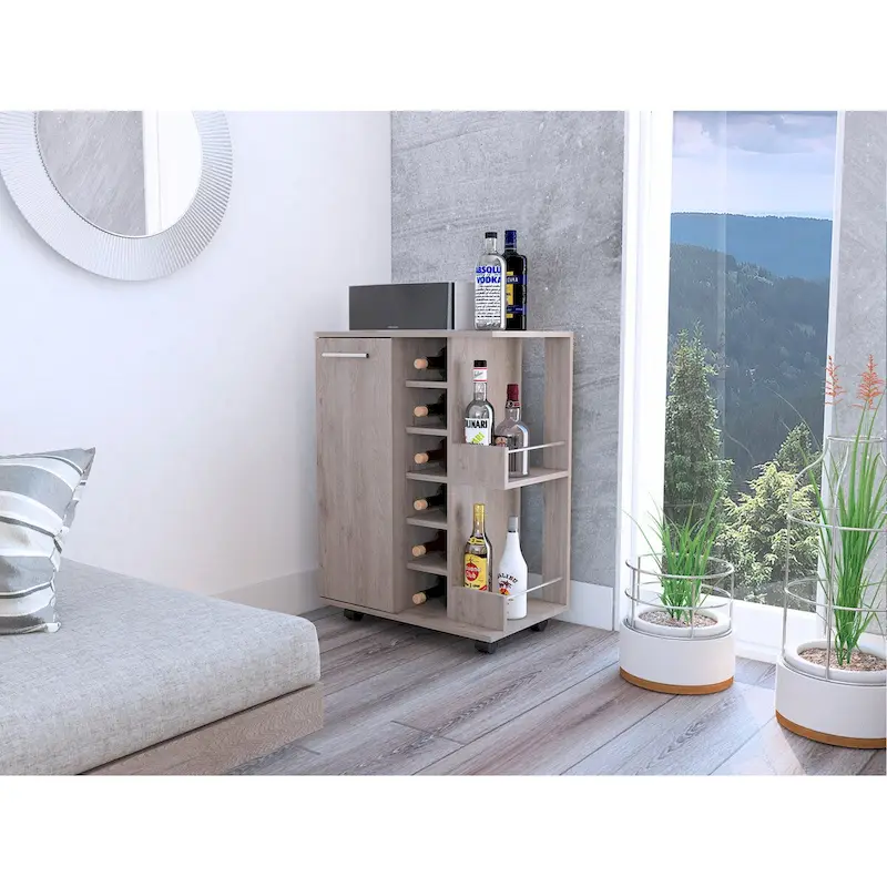 Bartlet 2-Shelf 6-Bottle Bar Cart with Division