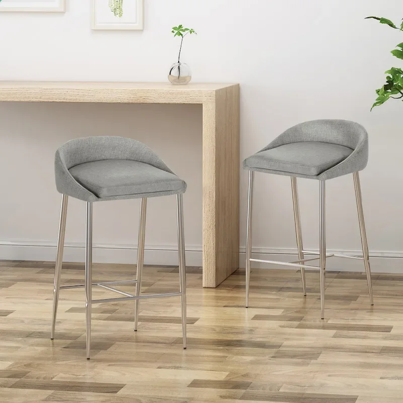 Bandini Modern Upholstered Counter Stools with Chrome Legs (Set of 2) by Christopher Knight Home