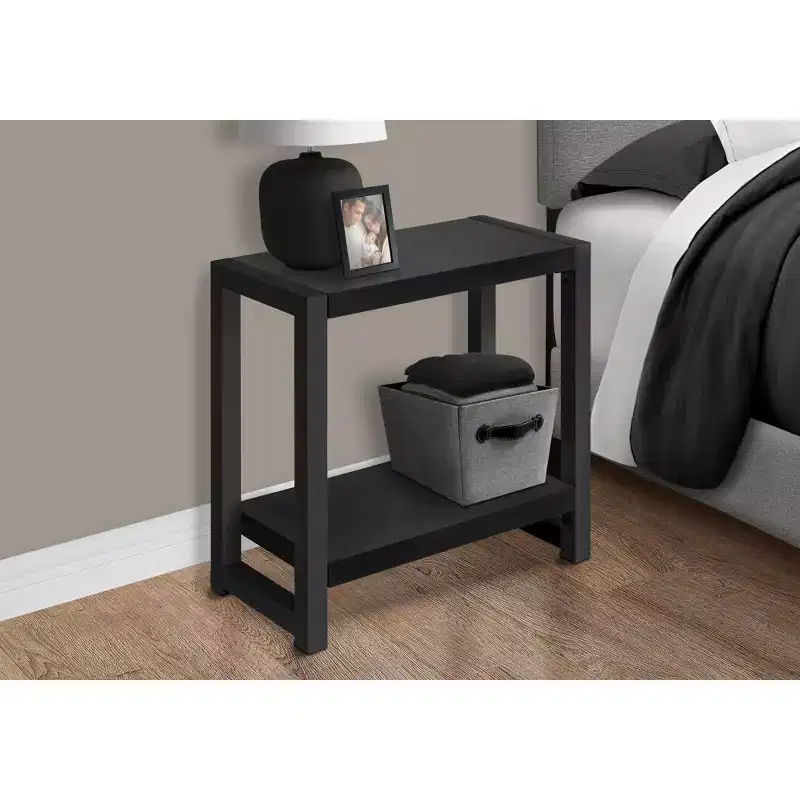 Okak Modern Side Table with Loop Legs, End Table with Bottom Storage Shelf and Thick Tabletop, Couch Table for Living Room