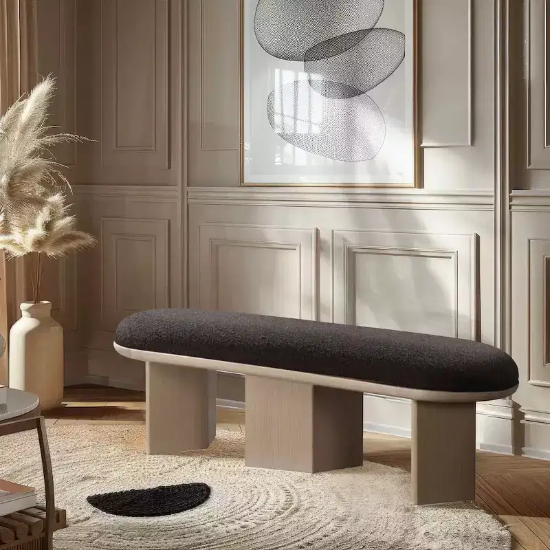 Meridian Furniture,Wilshire Boucle Fabric Bench