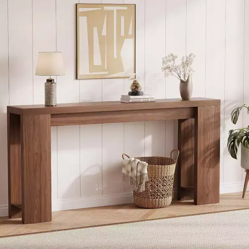 Rustic Farmhouse Entryway Console Table, 70.9 Long Wooden Sofa Table for Hallway, Living Room, Behind Couch  Narrow 11.8 Depth