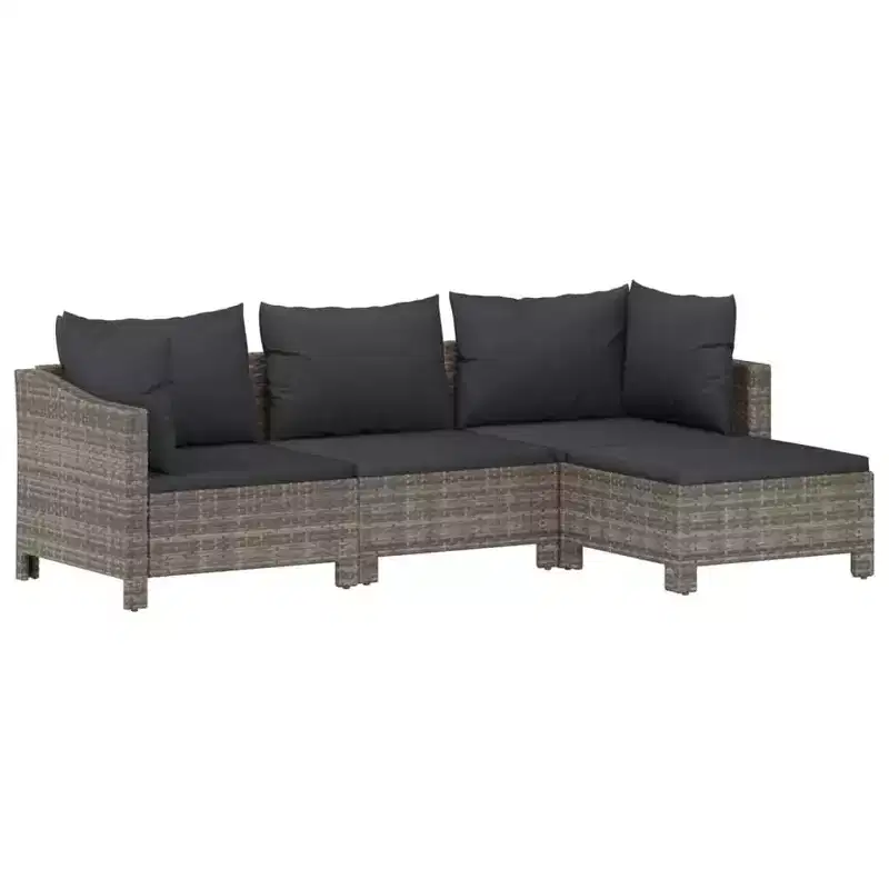 vidaXL Patio Lounge Set Gray Poly Rattan Garden Outdoor Chair Multi Models