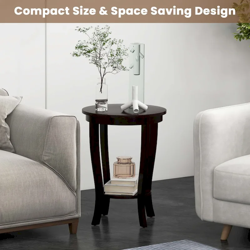 2-Tier Round Side Table Set of 2, 18