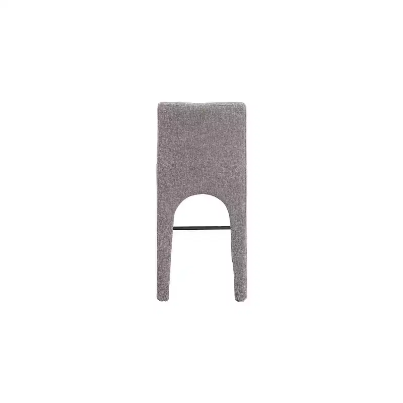 Brown Linen Upholstered Bar Stool, Armless Mid-Back, Seats 1