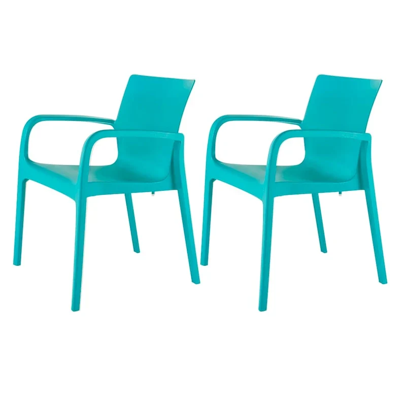 Alissa Resin Stackable All-Weather Dining Armchair, Set of 2