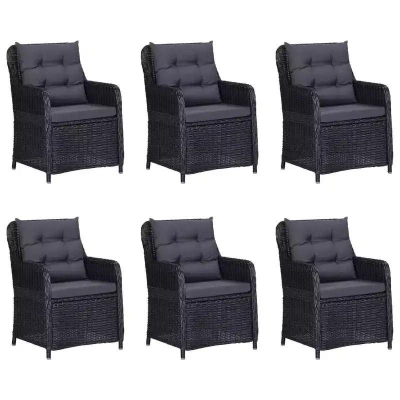vidaXL Dining Set Black PE Rattan Large Stackable Dining Set