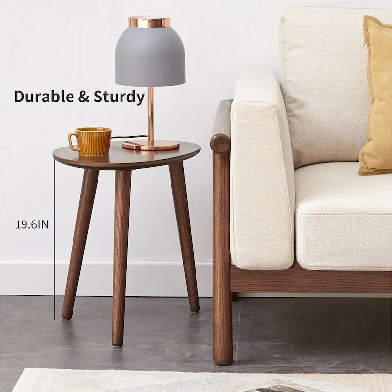 Solid Oak Wood Pebble-Shaped Coffee Table