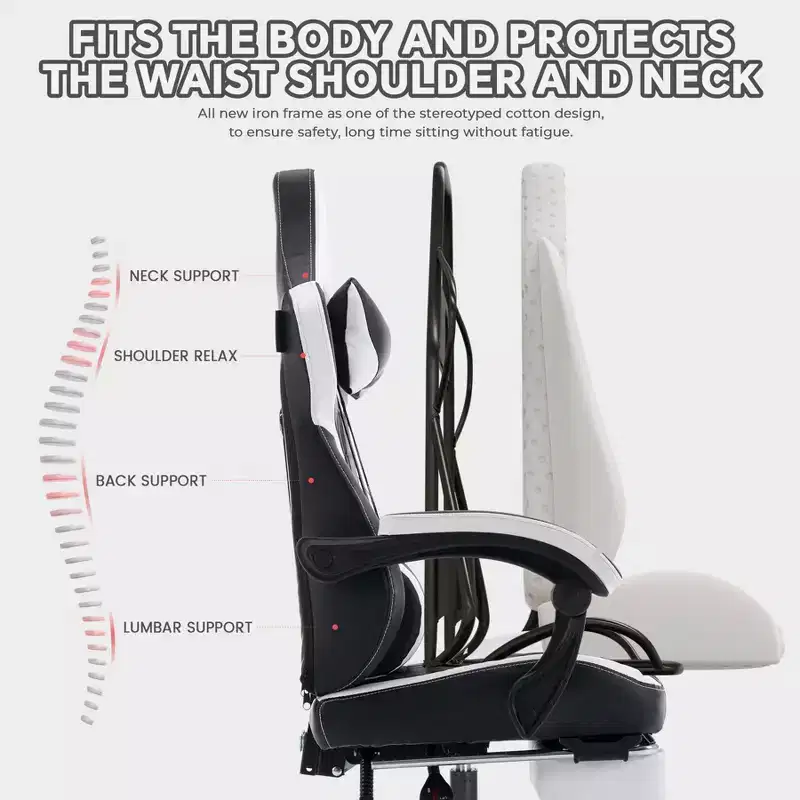 TUYOHW Versatile 360 Swivel Gaming Chair Adjustable Office Chairs with Wheels,Reclining Back&Footrest,Ergonomics Video Game Chairs,300lbs Max
