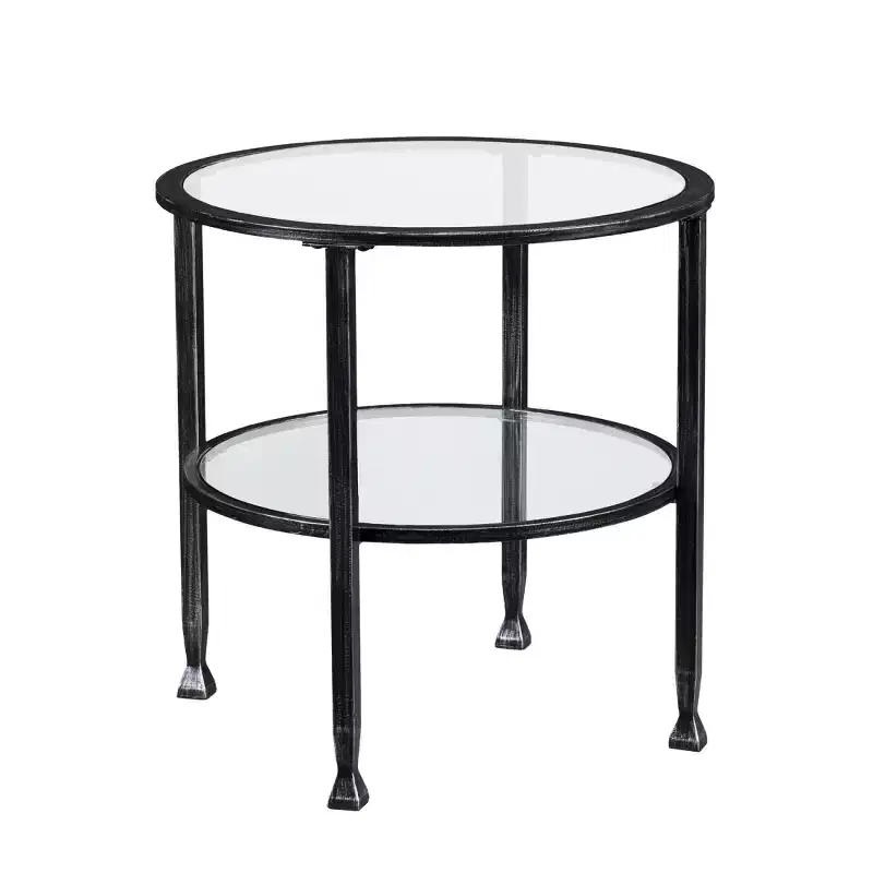 Jaymes Metal/Glass Round End Table - Black - SEI