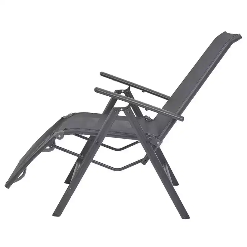 vidaXL Sunlounger Black Aluminum Medium Adjustable Armrests