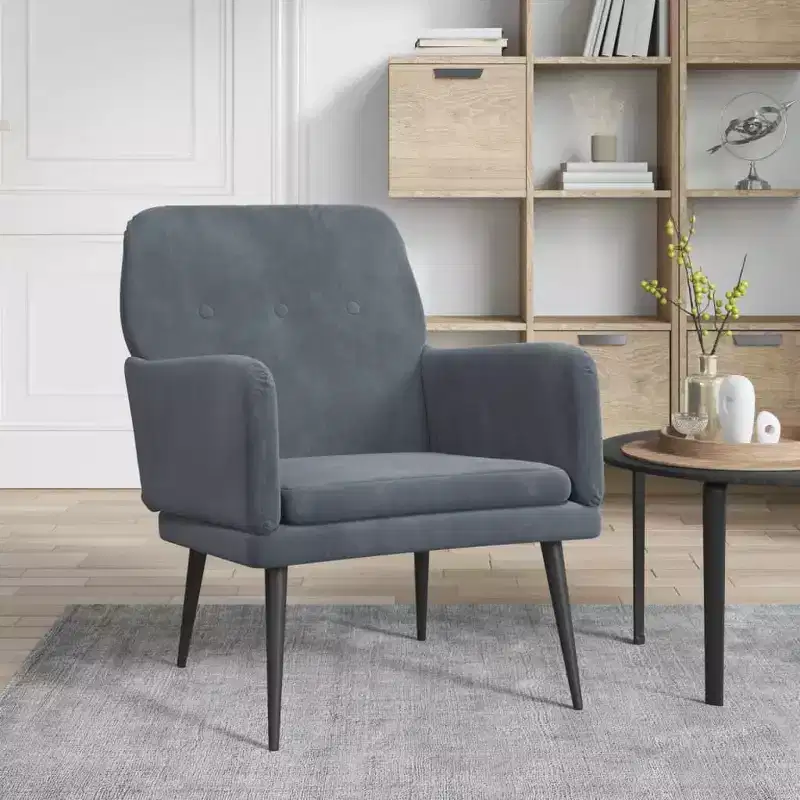 vidaXL Armchair Dark Gray 24.4x31.1x31.1 Velvet - Dark Gray