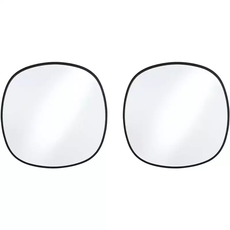 Set of 2 Black Round Wall Mirrors, 34 Inch, Iron Frame, Contemporary Decor