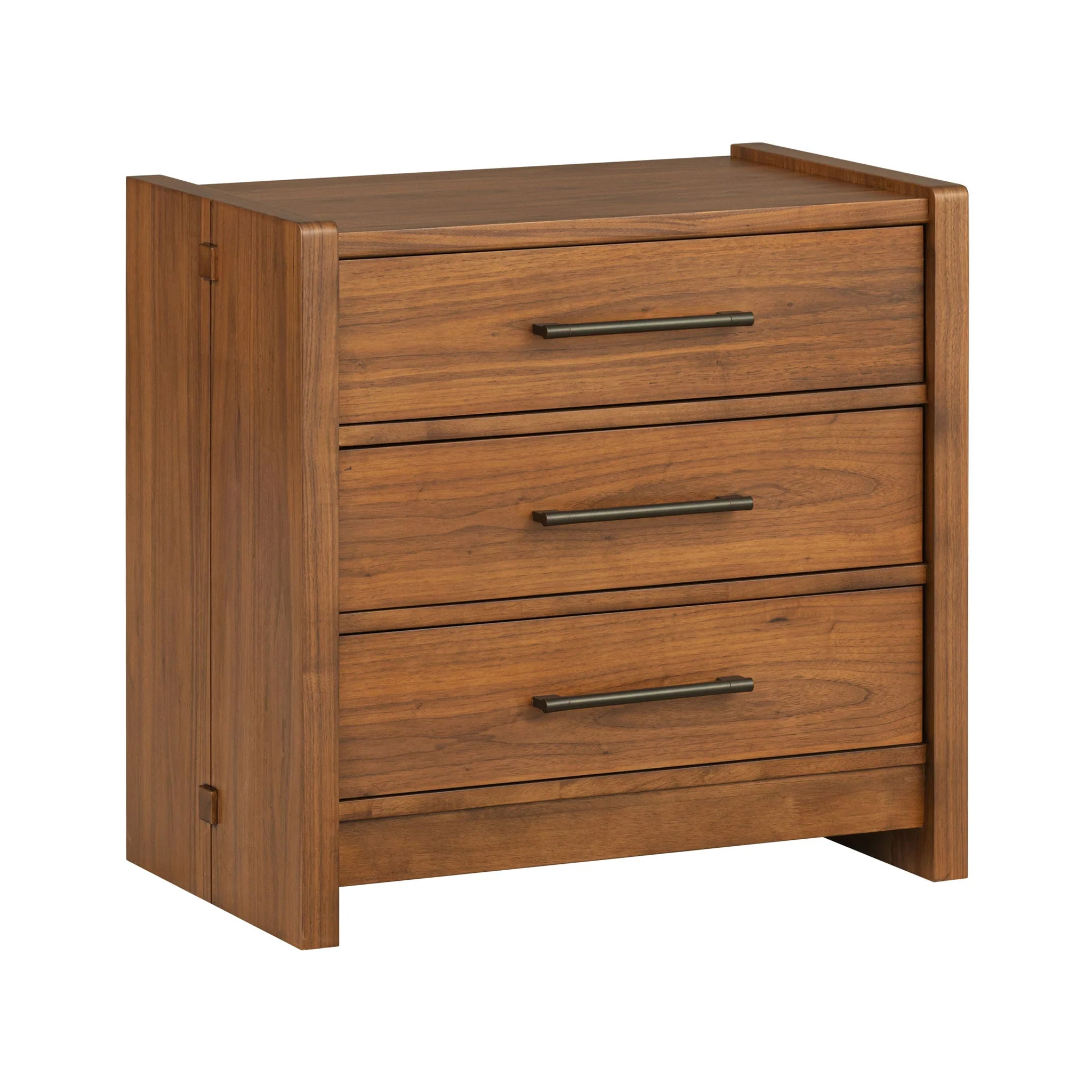 Nightstands d Walnut product Features An architectural, transitional style with eye catching mixed