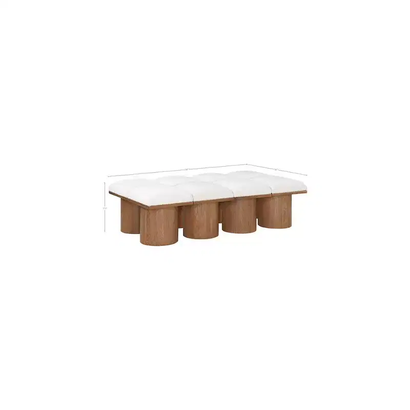 Cream Boucle Fabric Bench