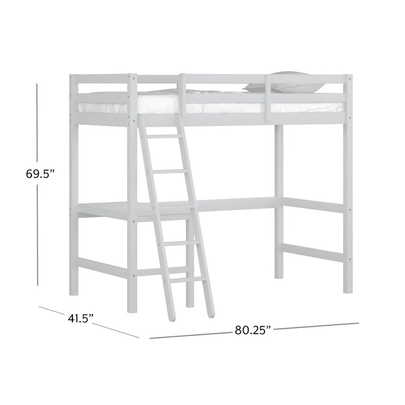 Hillsdale Caspian Wood Twin Loft Bed with Desk