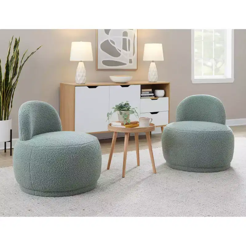 LumiSource Kimi Faux Shearling Accent Chair Green
