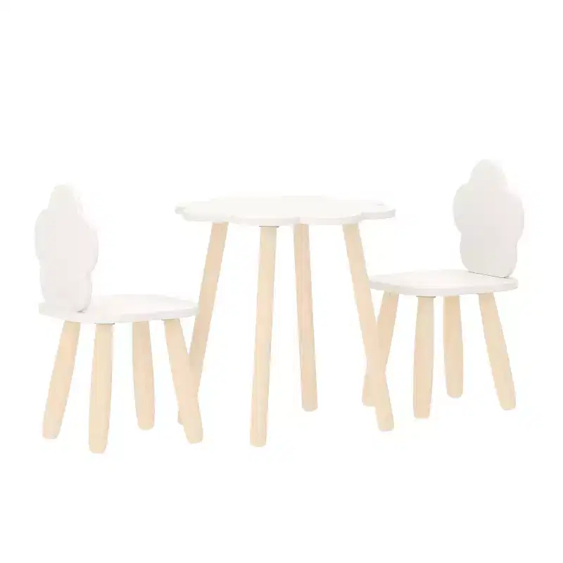 Buzz & Bloom Kids 3-Piece Wood Cloud-Shaped Table and Chairs Set