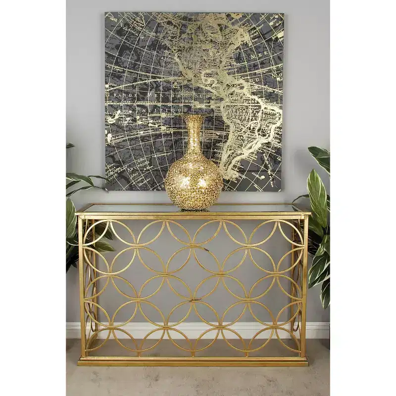 Iron and Mirror Console Table Gold 47