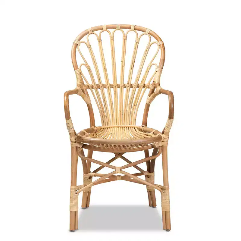 Sheraton Rattan Armchair Natural - bali & pari: Boho Style, Polyester Upholstery, Wood Frame, No Assembly Required