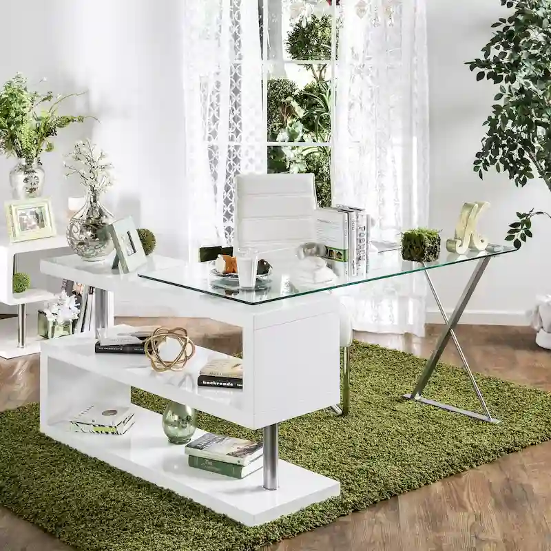 Contemporary 59-inch Metal Convertible Computer Desk