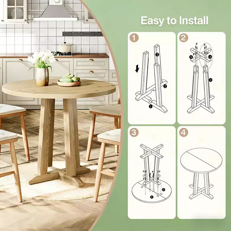 GDFStudio Ashton Modern 31.5 Round Wood Dining Table