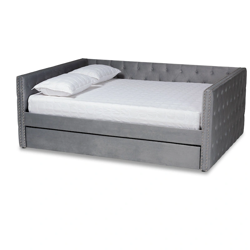 Larkin Modern Velvet Fabric Upholstered Daybed with Trundle