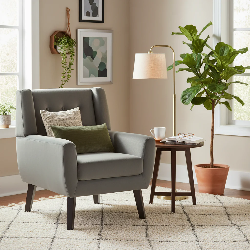 Modern Accent Chair Velvet Armchair - 28.9W x 35.1H x 29.5D