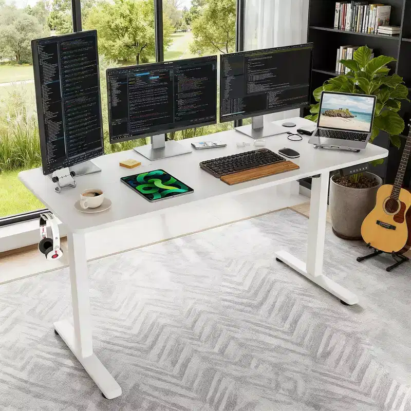 MAYEERTY Home Office Electric Standing Desk, Adjustable Height Sit Stand Desk with Splice Board