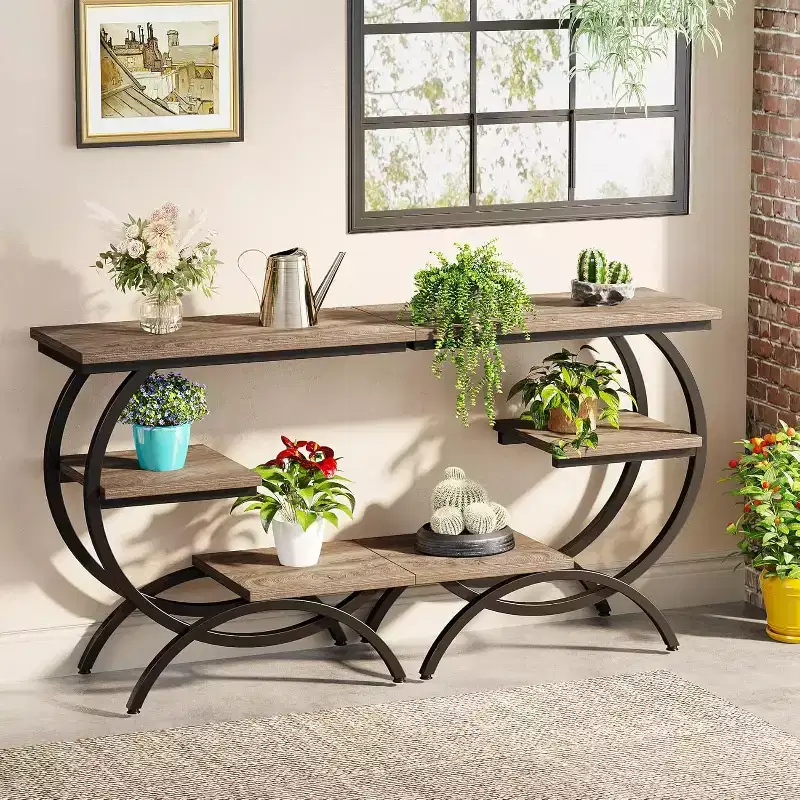 Tribesigns Industrial 3-Tier C-Shaped Accent Table