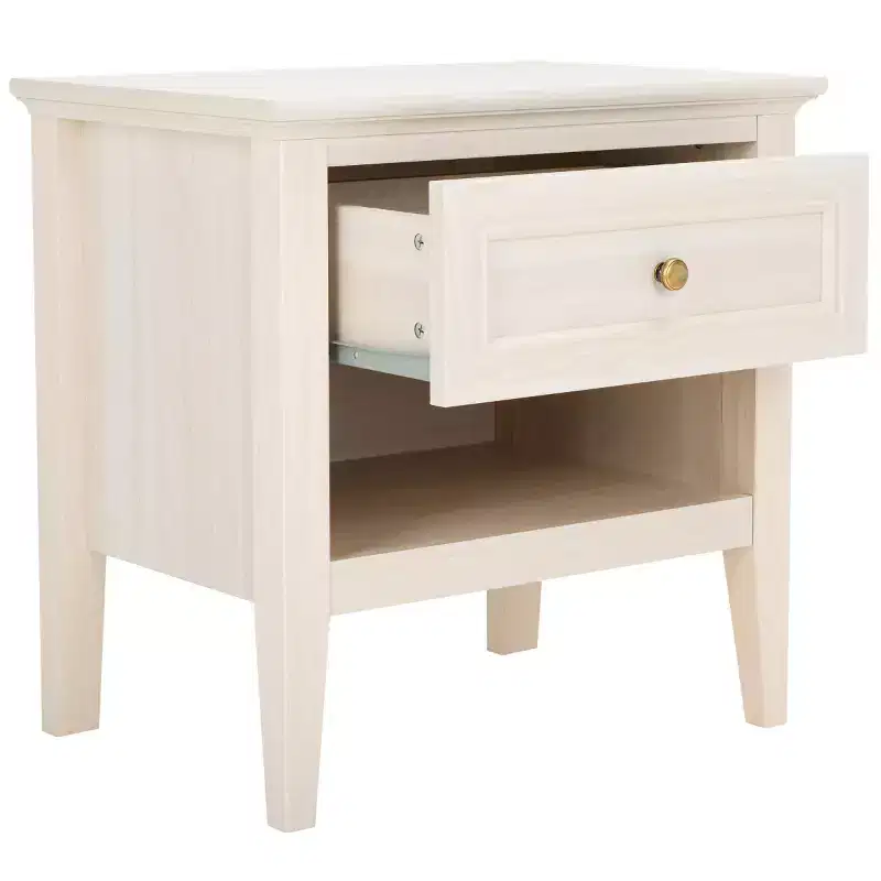 1-Drawer 1-Shelf Nightstand with Gold Pulls, Walnut Finish Bedside Table