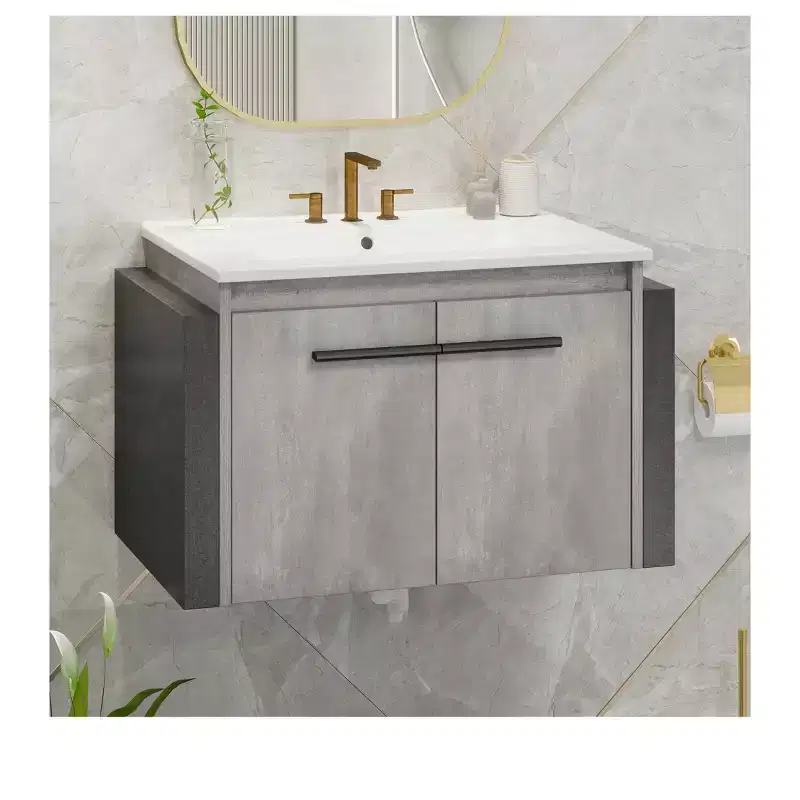 24 in Bathroom Vanity Ceramic Basin Cabinet With Sink Wall Mounted Modern Bathroom Storage Cabinet