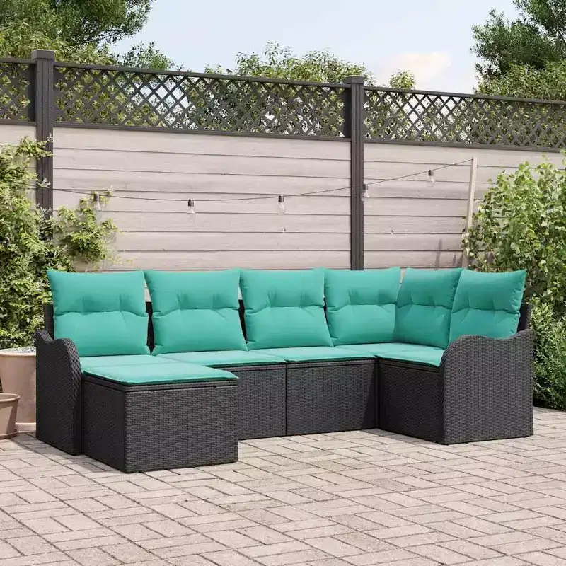 vidaXL Garden Sofa Set 6 pcs and Turquoise Poly Rattan