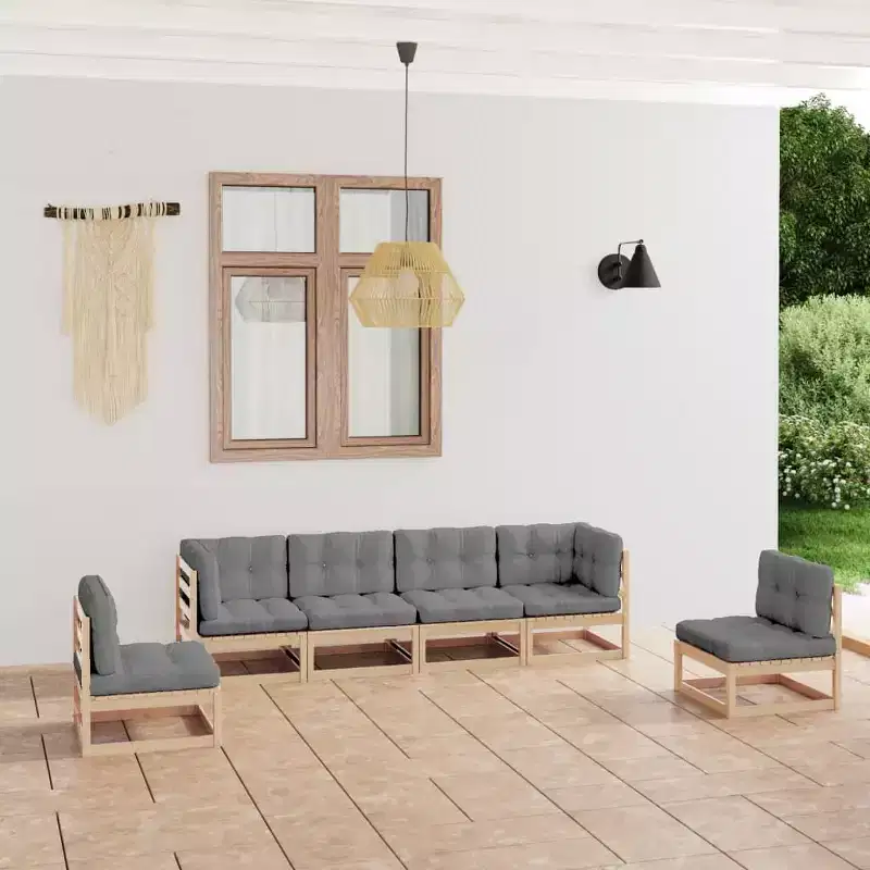 vidaXL Garden Lounge Set Pine Solid pine wood Modular