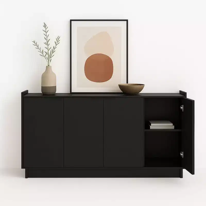 Prepac Simply Modern 4 Door Sideboard Console Table Cabinet
