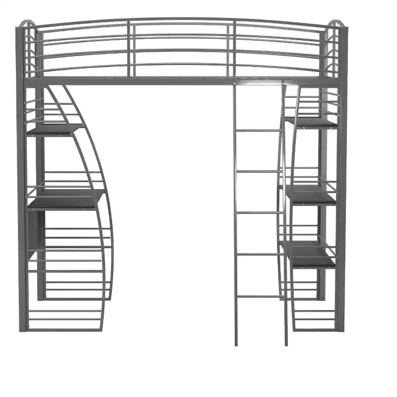 DHP Sage Studio Twin Metal Loft Bed with Integrated Desk and Shelves