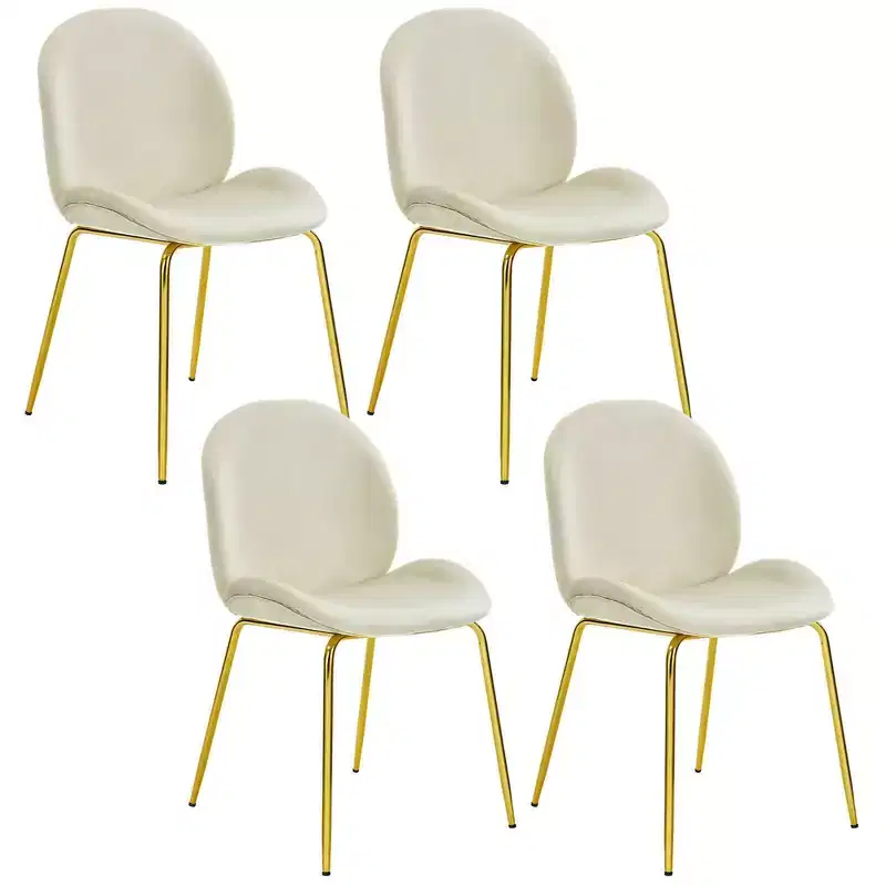 Costway 4PCS Velvet Dining Chair Accent Leisure Chair Armless Side Chair