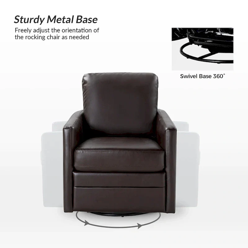 Navy/Turquoise/Green/Camel/Brown/Black/Ivory/Grey Faux Leather Swivel Barrel Accent Chair — 1-Seat