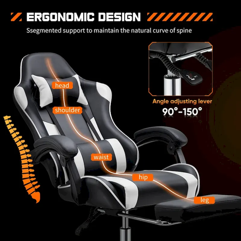 PU Leather Swivel Game Desk Chair